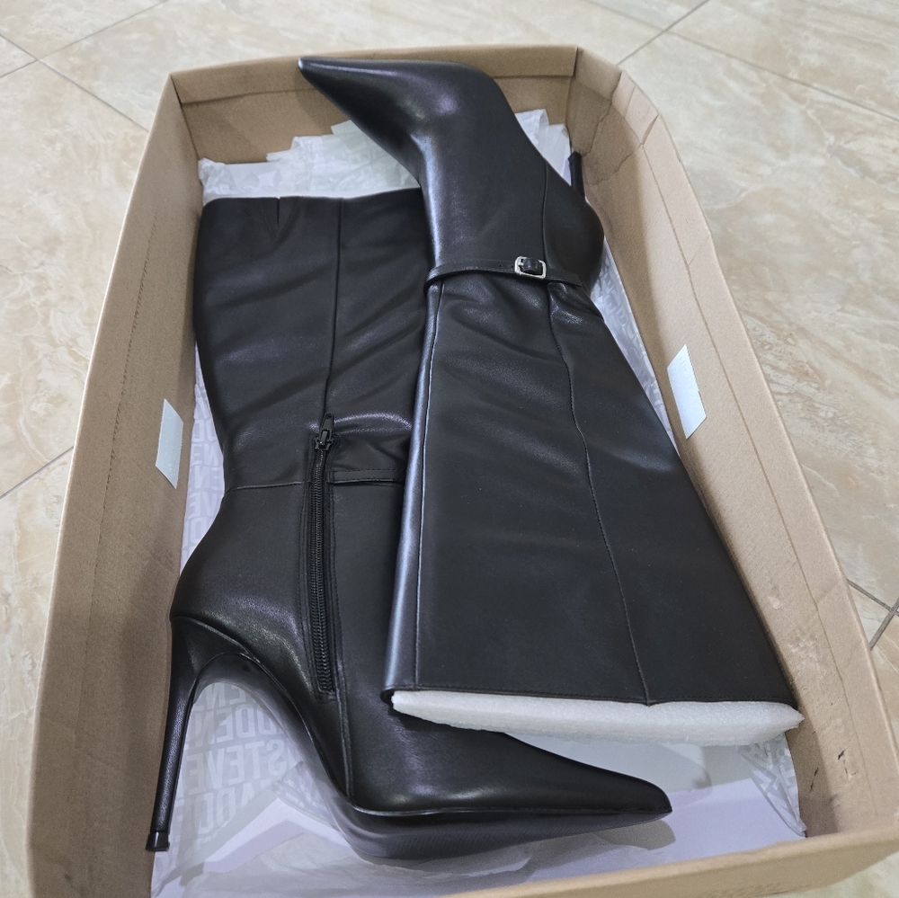 Steve Madden Voca Black Knee-High Women's Boots - Picture 2 of 11